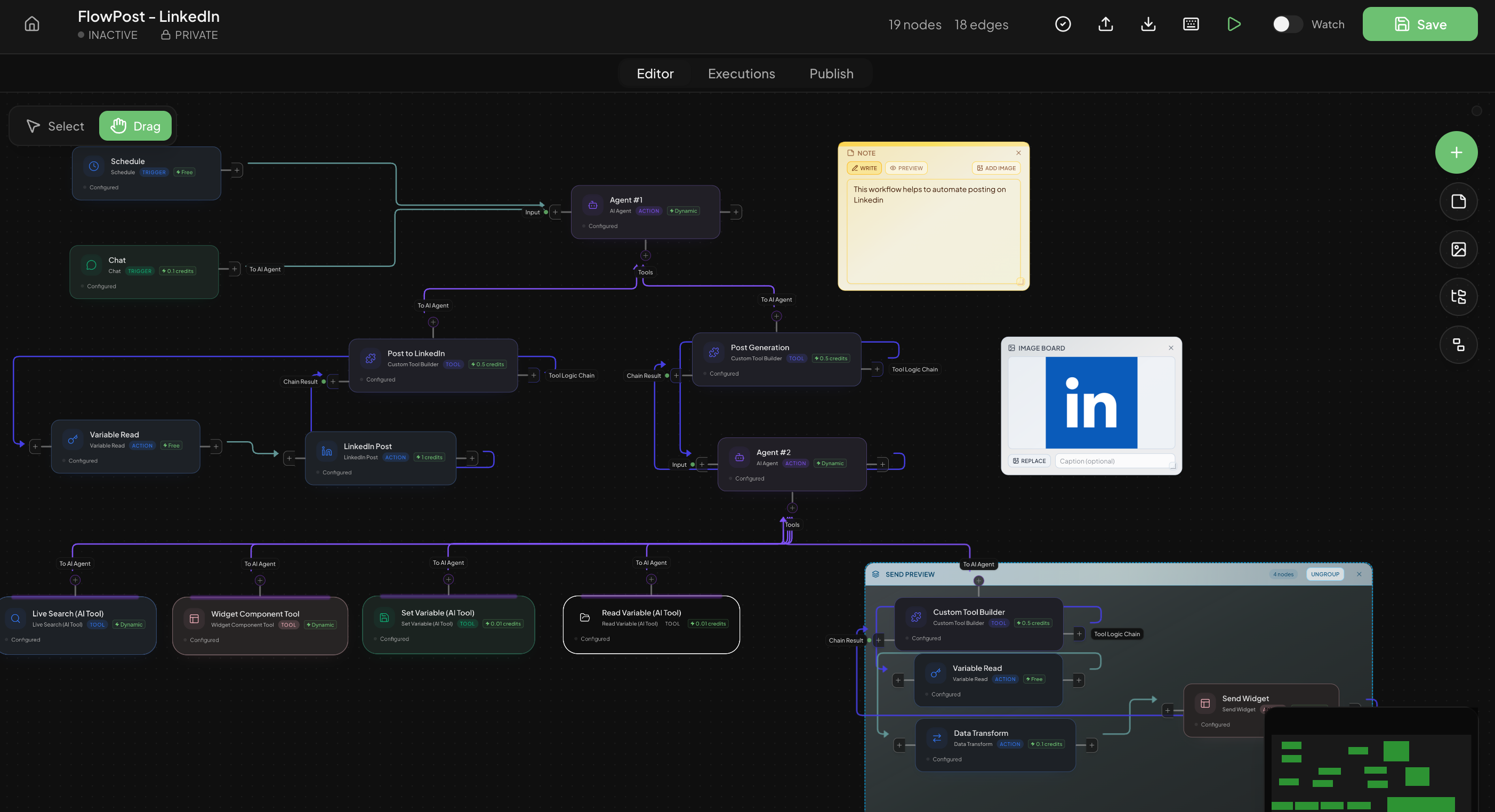 FlowPost - LinkedIn workflow